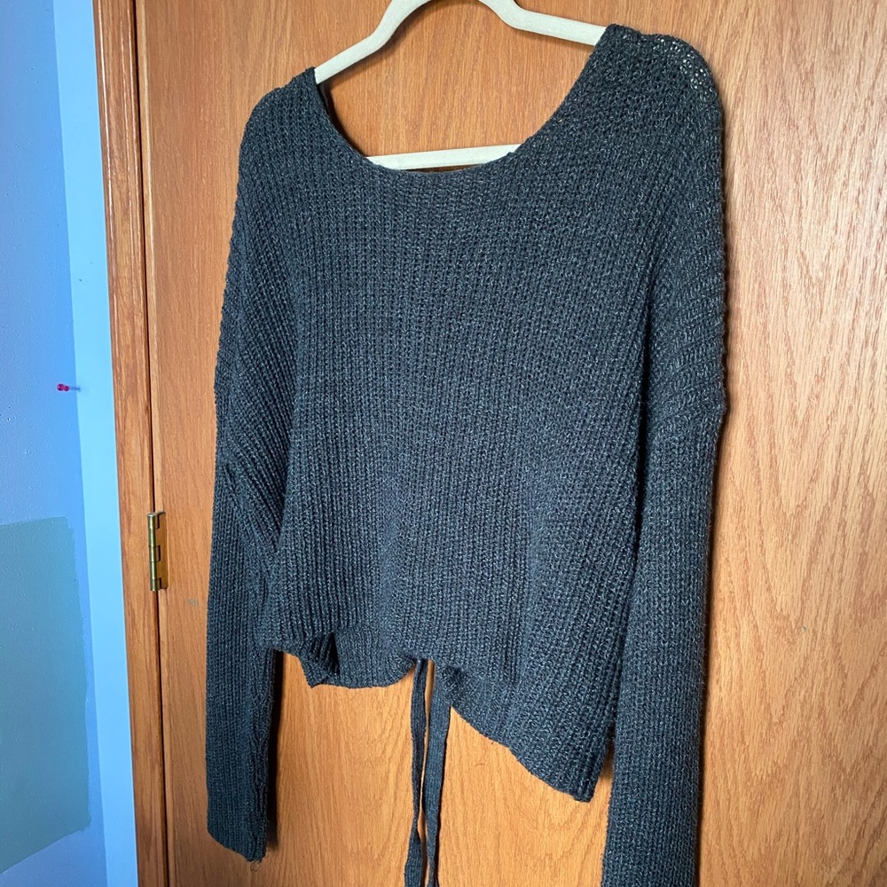 Tie back knit sweater